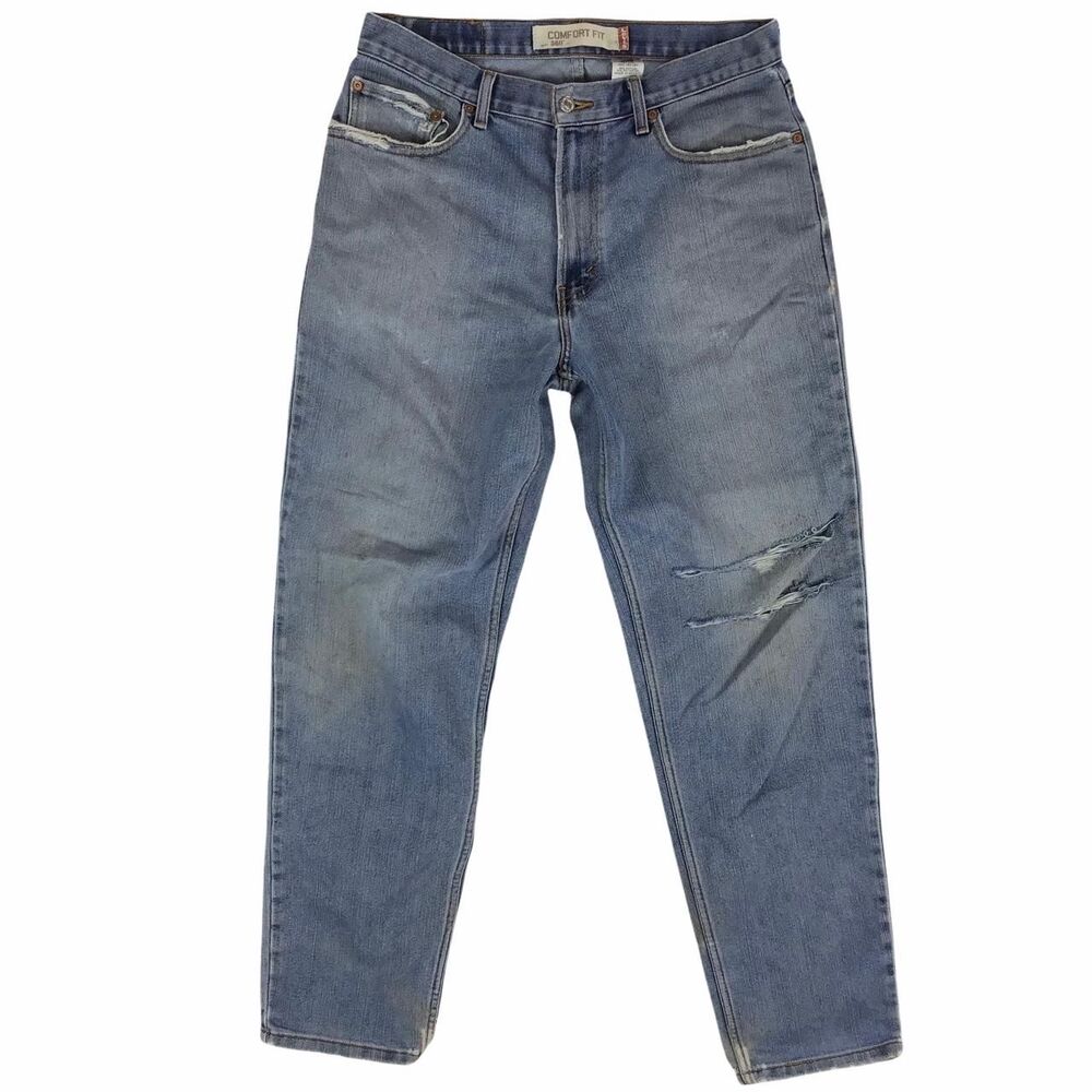 Vintage Levi’s jeans Tapered baggy 560 33 x 34 Comfort loose fit distressed blue